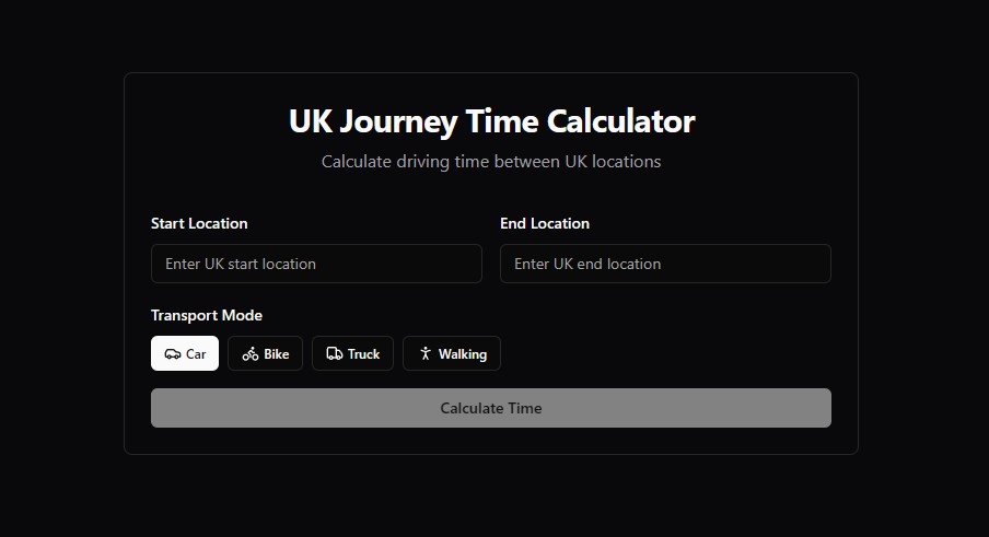 UK Journey Time Calculator